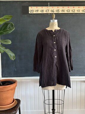 TOAST Charcoal Gray 100% Linen Longline Tunic Shirt Size M Washed Never Worn